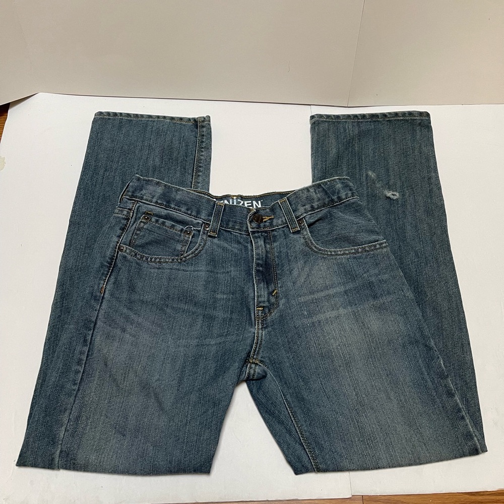 Boys Denizen Levis 218 Jeans Size 16 Medium Blue Slim Straight Fit Adjustable